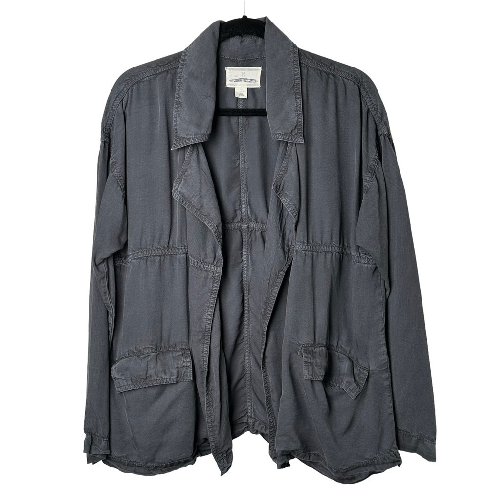 Caslon Open Front Shirt Jacket Size Medium Lightweight Charcoal Soft lyocell